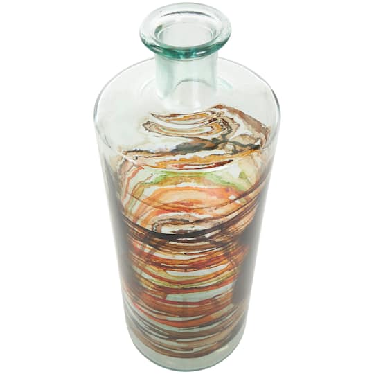 16" Orange & Brown Swirl Spanish Bottle Vase